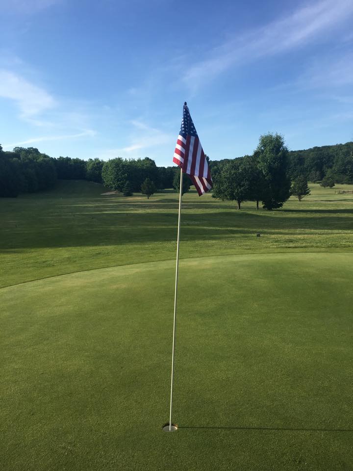 American Flagstick in a Golf Course Cup